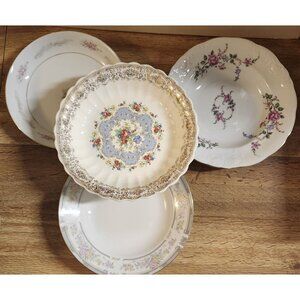 Mismatched Soup Bowls Porcelain Fine China Colorful Floral Set of 4